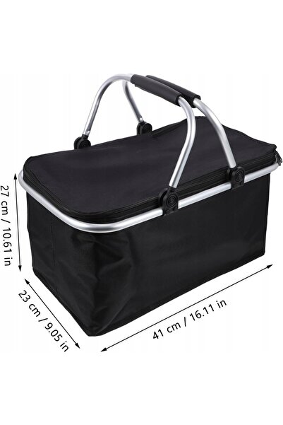 NO BRAND Coș de picnic mare cu mâner din aluminiu, pentru cumpărături și călă...