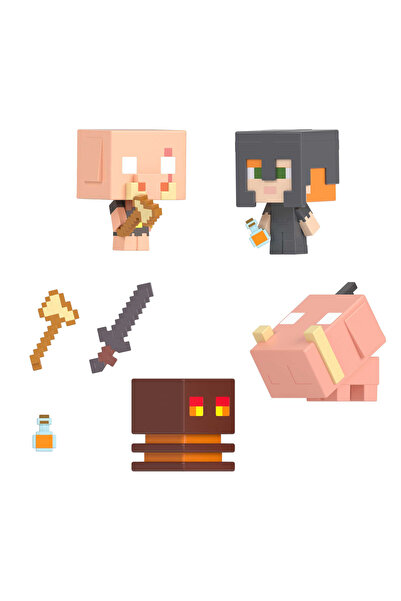 MINECRAFT Set de figurine luptă împotriva focului în Nether HKR59 Mini Set 4 ...