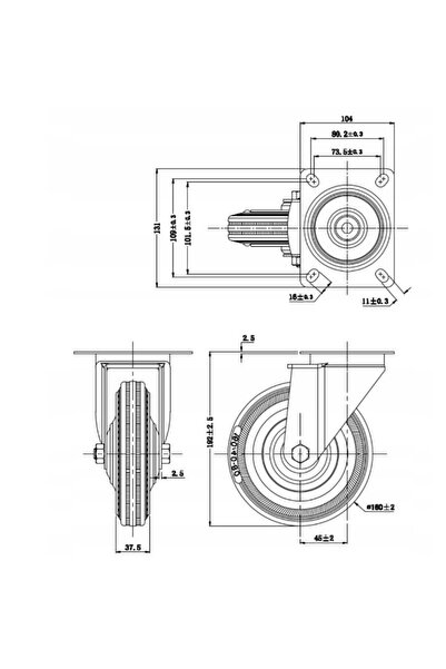 NO BRAND ROATĂ PIVOTANTĂ SET DE ROȚI DE DEPLASARE ROATĂ 160 MM 145 KG – 2 BUCĂȚI