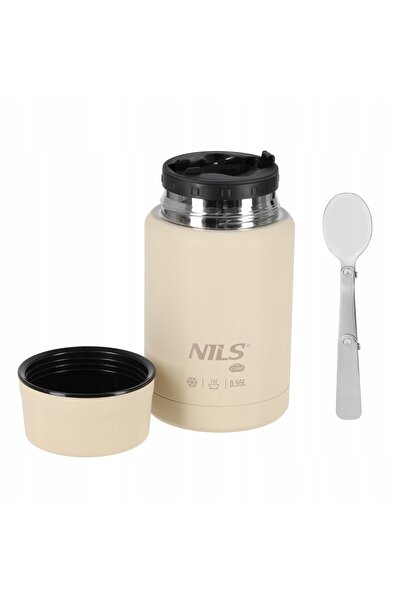 NO BRAND Termos bej pentru prânz 550ml NILS, pentru alimente, cină, turism, r...