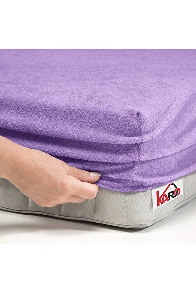 NO BRAND Cearșaf din bumbac froté cu elastic, 120x200, violet 022, gros, 200 ...