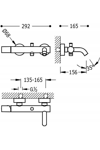 NO BRAND Tres Study Exclusive alb baterie de duș și cadă montată pe perete 26...