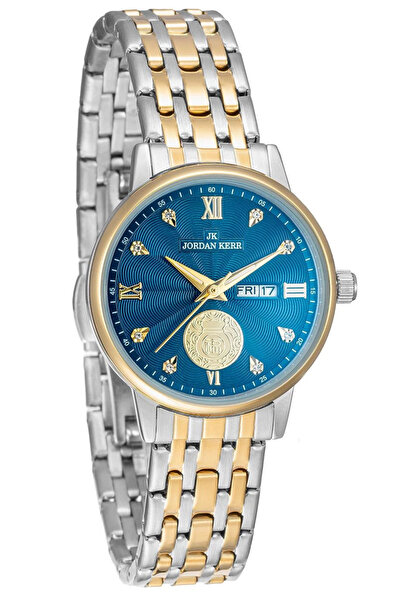 JORDAN KERR Ceas elegant de damă cu cadran albastru și dată L1071 30 mm