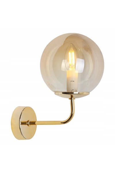NO BRAND Lampă de perete aurie, bilă de sticlă, DOO, pentru dormitor, living,...