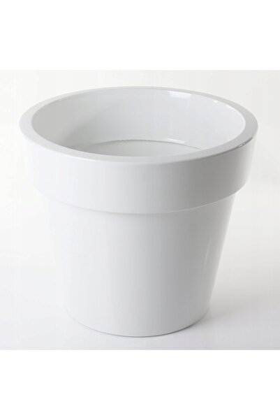 NO BRAND Ghiveci de flori italian, lacuit alb, simplu, 30/26 cm, cu capac alb...
