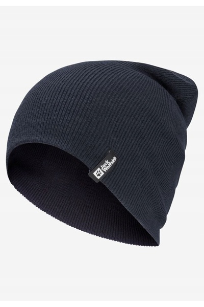 Jack Wolfskin Căciulă tricotată tip beanie cu nervuri - Bleumarin închis
