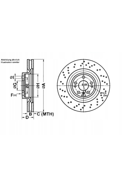NO BRAND Disc de frână ATE 24.0132-0179.1 1 bucată față MERCEDES-BENZ