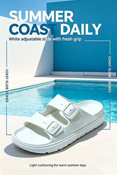 Al Masheel Store Saudi‑Made Men Double‑Strap EVA Slide Sandals, Quick‑Dry Hom...