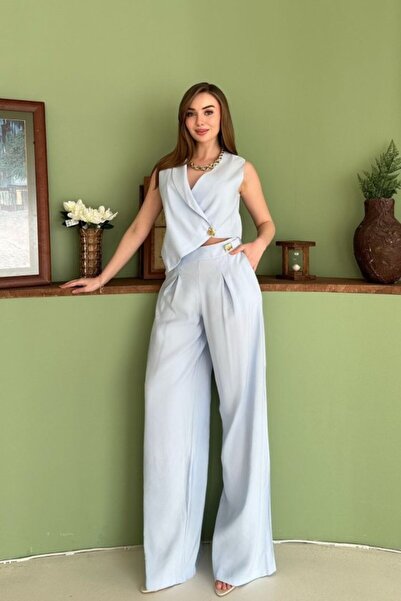 Generic Brand Baby Blue Asymmetrical Vest and Pants Set