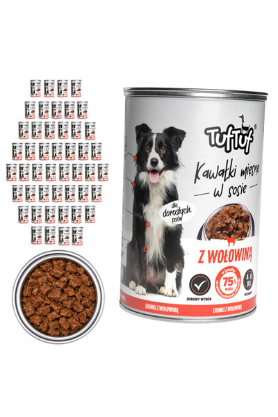 Tuf Tuf TufTuf hrană umedă completă pentru câini cu vită, conservă 48x415g bu...