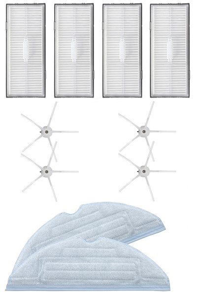 Rovexa Roborock G10 Compatible 4 Hepa Filters 4 White Side Brushes 2 Mop Fibe...