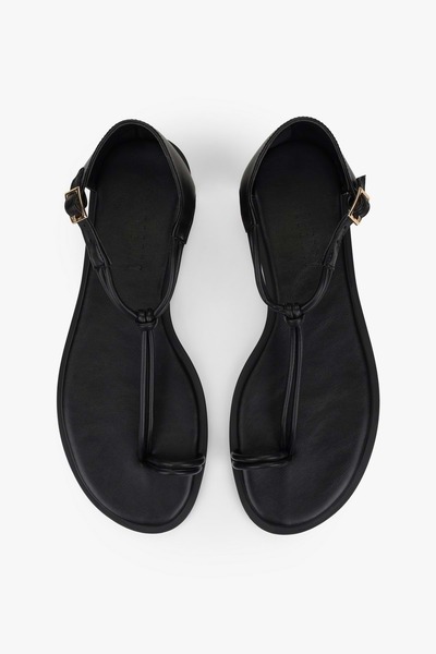 Shoeberry Women's Lavin Black Leather Sandals