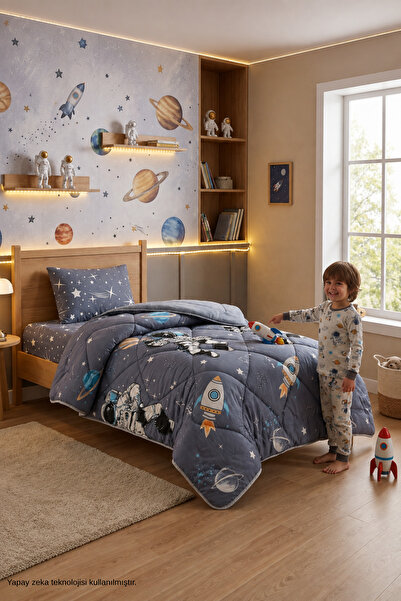 Bella Benita Double-Sided Astronaut Patterned Wellsoft Sleeping Set with Sing...