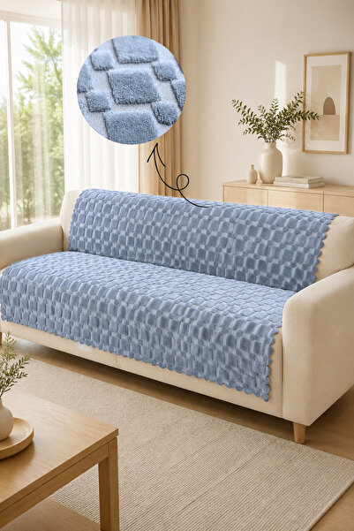 Sevim Non-Slip Base Sofa Cover - Embossed, Geometric Patterned - 170X210 cm -...