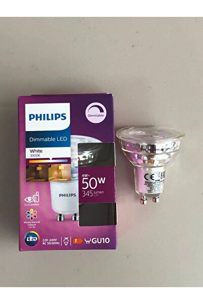 Philips 3 adet 4W =50W 345 Lumen 3000K Sarı Dimli GU10 Led Spot 15.000 Saat