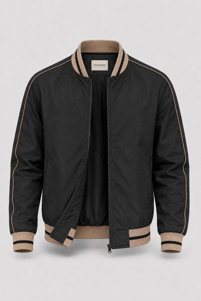 Oxledo Men's Seasonal Jacket with Contrast Stripe Detail, Ribbed Collar and C...