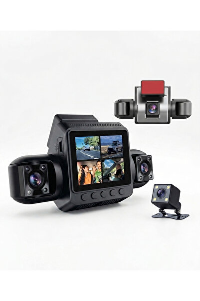 pazariz 4 Kameralı Araç Kamera Sistemi 1080P Full HD Dash Cam Ön Arka İç Kayıt 360° Güvenlik Gece Görüşü G-Sensör Park Modu ve Döngüsel Kayıt DVR Kamera Otomobil ve Ticari Araçlar İçin 12-24 Uyumlu
