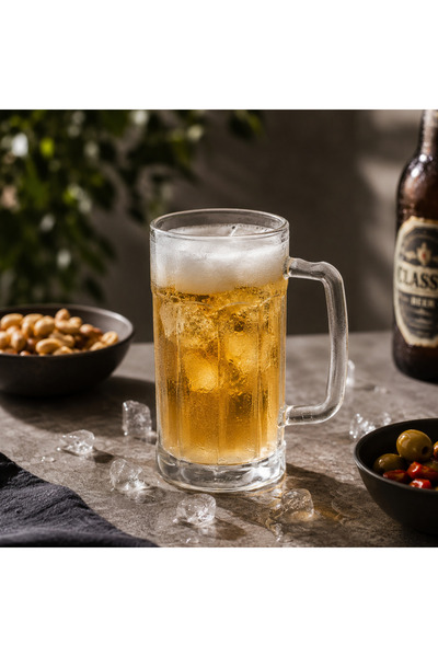Mayden Concept 560 ml Kulplu Kırılmaz Kum Görünümlü Sert Plastik Bira Bardağı...