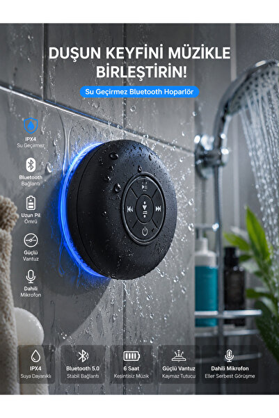 ADLAND Su Geçirmez Mini Bluetooth Duş Hoparlörü Ses Bombası Duş Tipi Suya Day...