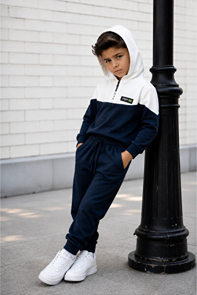 zepkids Boy's Hooded Tracksuit Set Bottom and Top Set