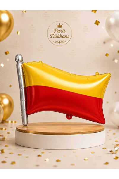 Parti Dükkanı Yellow Red Flag Foil Balloon 50X71 cm Helium Compatible Fan Mat...