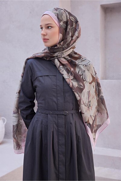 Belli Fresh Çiçek Desen Vizon Rozy 1864 Şal - 01