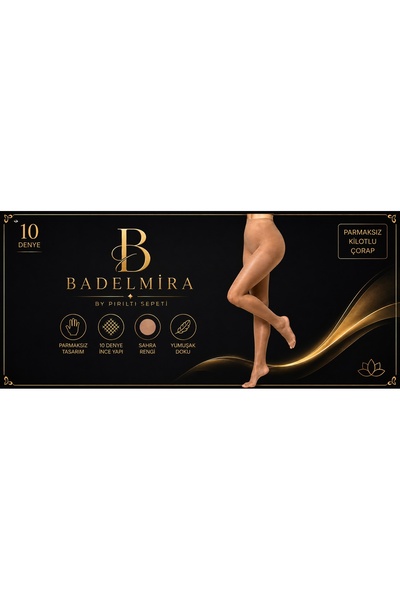 BADELMİRA Fingerless Pantyhose 10 Den Sahara Color |   Thin Transparent Pantyhose for Open-Toe Shoes