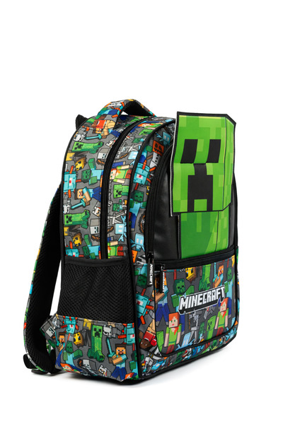 MINECRAFT Lisanslı Creeper 3'lü Okul Çantası Seti Siyah – Sırt Çantası, Beslenme Çantası ve Kalemlik