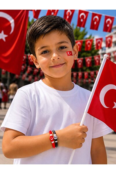 Karlay 2'li Fimo Çocuk Bilekliği Türk Bayrağı / Atatürk / 23 Nisan / 19 Mayıs