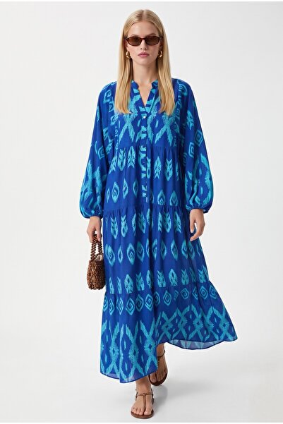 Ritnice Women's Modest New Megan 100% Viscose Maxi Length Blue Balloon Sleeve...
