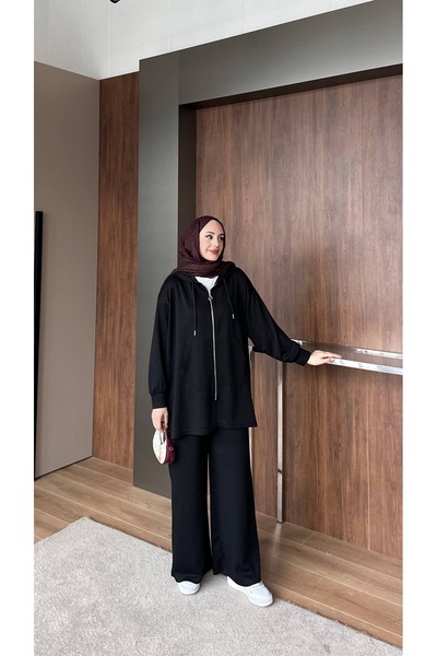 nurvina modest wear Oversize Hooded Modal Fabric Double Pocket Hijab Two-Piec...