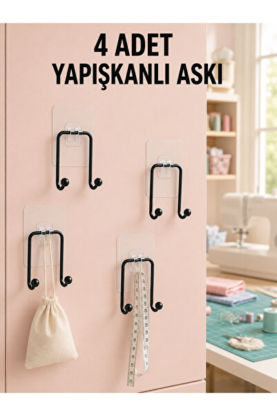 TİMİON 4 Pieces Multi-Purpose Adhesive Hangers Home Organizer Wall Hanger Set