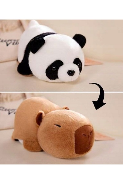 TM TOYS Mascotă MARE CAPIBARA & PANDA 35 cm, reversibilă, HIT