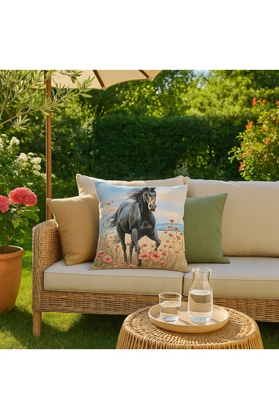 NO BRAND Husă de tapiserie dublă față 45x45cm cu cal