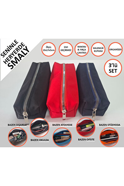 Kalemlik 3lü SET/PAKET Organizer Makyaj çok amaçlı Pinterest Okula Dönüş çantası Tek Bölmeli