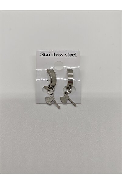 Geçmeli Erkek Çelik Küpe Silver Balta