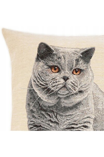 NO BRAND Husă de tapiserie cu două fețe Pisică Britanică 45x45cm