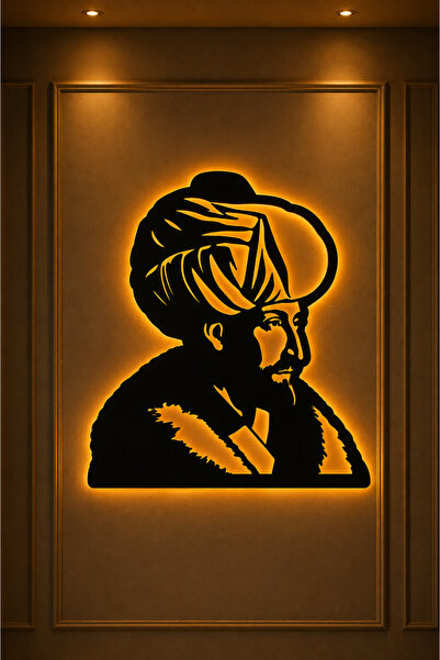Fatih Sultan Mehmet Lazer Kesim MDF LED Tablo | Dekoratif Osmanlı Duvar Tablosu