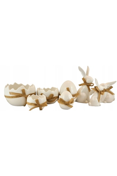 NO BRAND KRÓLIK ZAJAC WIELKANOCNY CERAMICZNY ZŁOTO-BIAŁY