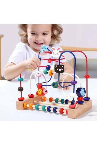 F.A.M.S Wooden Bead Maze and Abacus Toy inspired by Montessori Method – Multi...