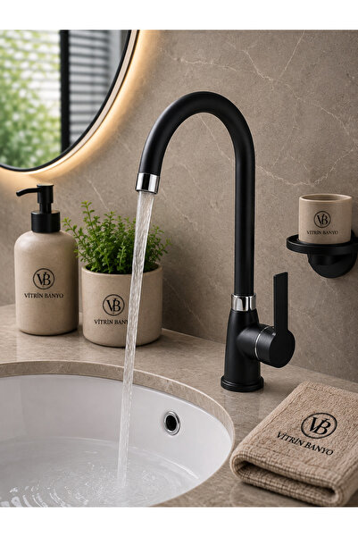 vb vitrinbanyo Delta Swan Sink Faucet Black – High Spout Single Handle Black ...