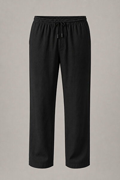 Bossago Men's Linen Trousers with Elastic Waist and Laces, Relaxed Fit, Comfo...