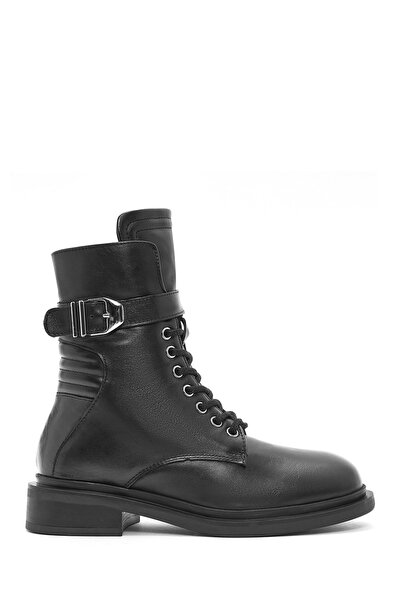 Derimod Women's Black Zippered Leather Boots Wf180008Dv