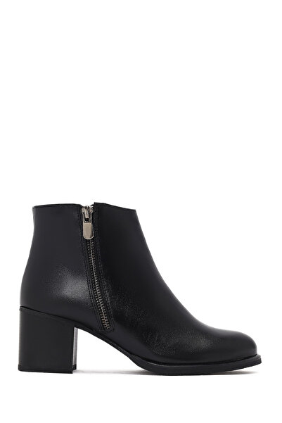 Derimod Women's Black Zippered Thick Heeled Boots Wf240002Sv