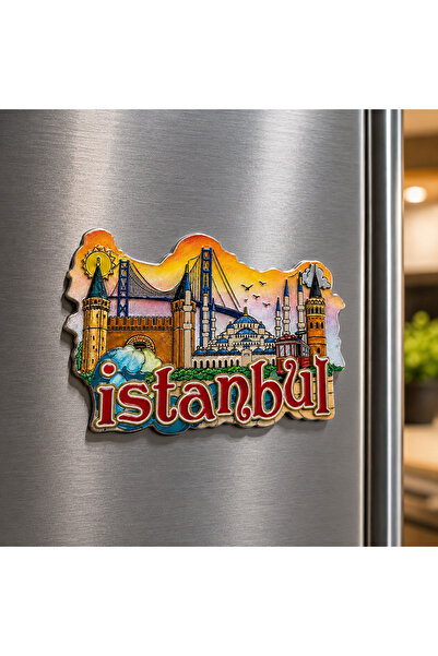 kt kuzey tacı İstanbul Gün Batımı Temalı Kabartmalı Metal Buzdolabı Magneti T...