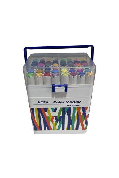 STA 910348 ÇİFT UÇLU ALKOL BAZLI MARKER 1mm/1-7mm UÇ KALEM SETİ 48'Lİ (RENK) ...