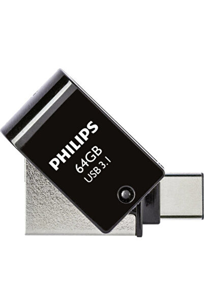 Philips 2 σε 1 64GB USB 3.1 Στικάκι με σύνδεση USB-C Μαύρο