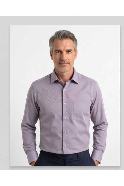 Özeniş Erkek Tek Cepli Uzun Kollu Regular Fit Armürlü Gömlek