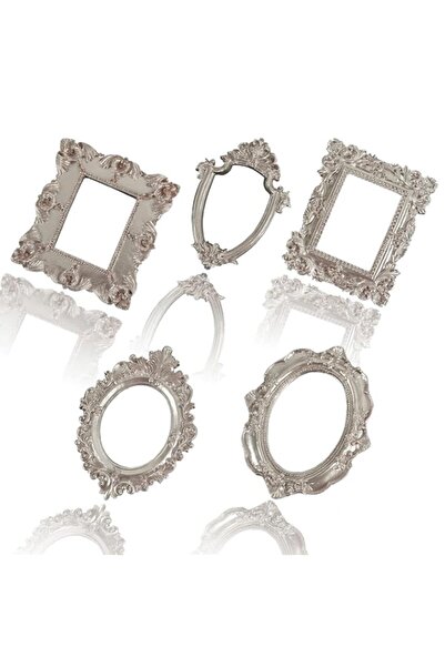 Generic Brand Sweet seven® 5 Pcs Vintage Resin Picture Frames, Silver-gray An...