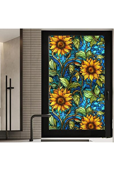 Generic Brand Tazweeq 17.7" x 39.5" / 45 x 100 CM Sunflower Stained Glass Win...